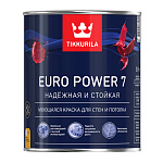 Краска EURO POWER-7 моющаяся для стен и потолков мат. база А, 0.9л TIKKURILA