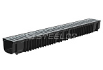 Лоток пластиковый SteePlain DN100 H100 с решёткой стальной