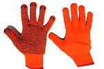 Перчатки полушерстяные утепленные с ПВХ, оранжевые