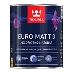 Краска EURO MATT-3 интерьерная гл/мат., 0,9 л TIKKURILA